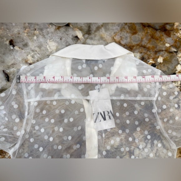 Zara mesh sheer tulle polka dots white dress size S NWT - Picture 6 of 8